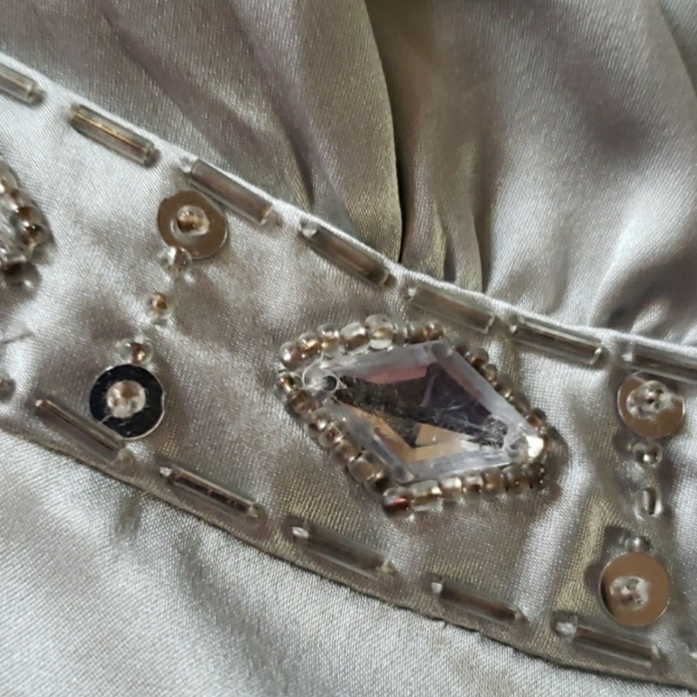 Liquid silver metallic silk evening dress 6 - Picture 5 of 5